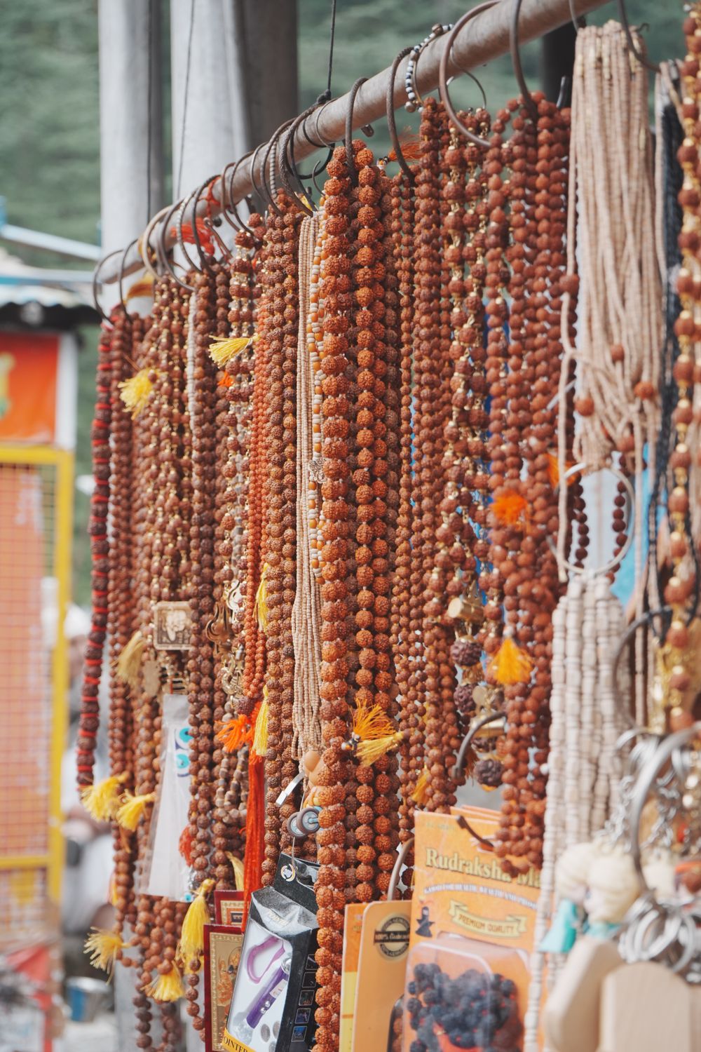 Strands of rudraksha beads